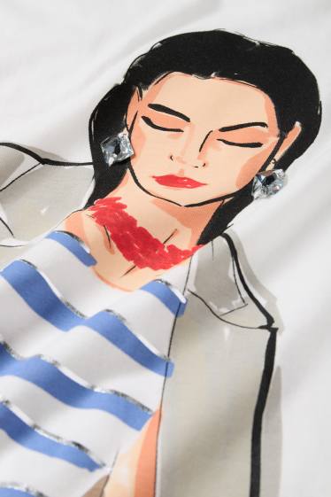 Femei - Tricou - relaxed fit - aspect lucios - alb