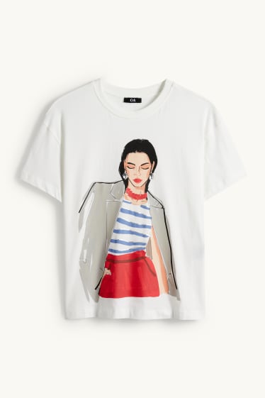 Femei - Tricou - relaxed fit - aspect lucios - alb