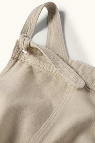 Damen - Umstands-Jeans-Latzhose - beige