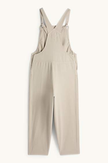 Damen - Umstands-Jeans-Latzhose - beige