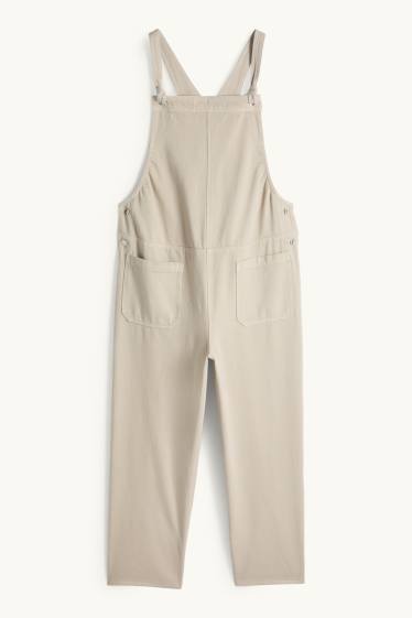 Damen - Umstands-Jeans-Latzhose - beige