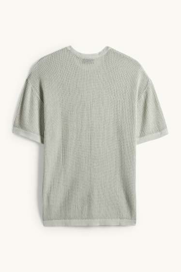 Herren - Strick-T-Shirt - Relaxed Fit - gerippt - mintgrün