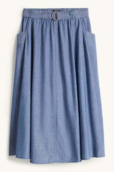 Dames - Rok met riem - jeanslook - blauw