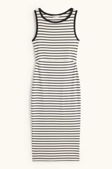 Women - Bodycon nursing dress - ribbed - striped - black / white