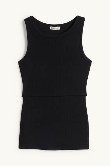 Women - Nursing top - ribbed - black
