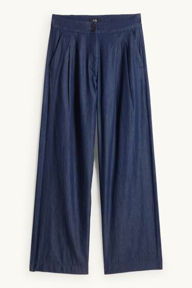 Dámské - Wide leg jeans - high waist - džíny - tmavomodré