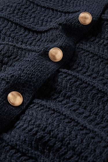 Dames - Gebreid vest - met structuur - donkerblauw