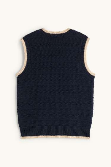 Dames - Gebreid vest - met structuur - donkerblauw