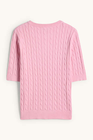 Dona - Jersei de punt de mitja - màniga curta - trenat - fúcsia
