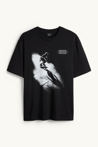 Pánské - Tričko - relaxed fit - černá