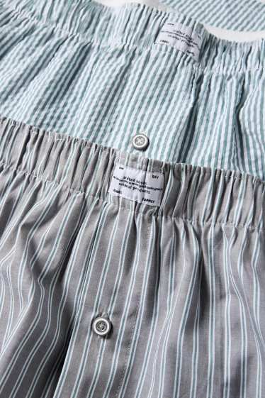 Hommes - Lot de 2 - caleçons - tissés - bleu / gris