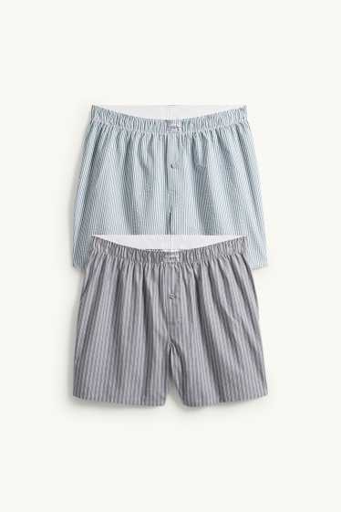 Hommes - Lot de 2 - caleçons - tissés - bleu / gris