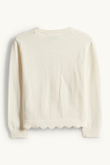 Enfants filles - Gilet en maille - finition texturée - blanc crème