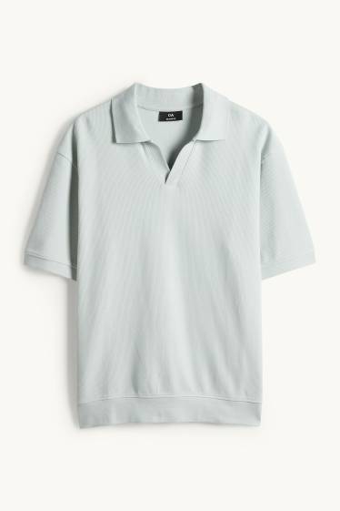 Herren - Strick-Poloshirt - Relaxed Fit - gerippt - mintgrün