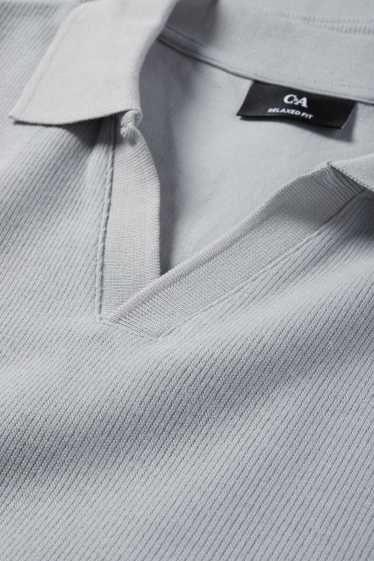 Uomo - Polo a maniche lunghe - relaxed fit - a coste - grigio