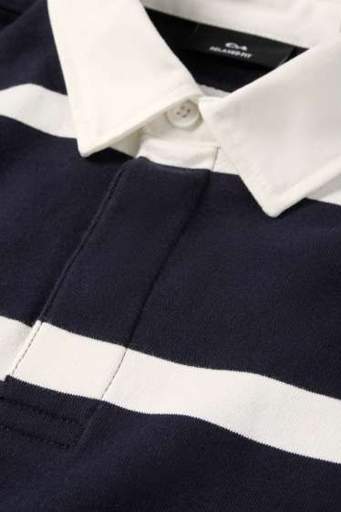 Pánské - Polokošile s dlouhým rukávem - relaxed fit - pruhovaná - tmavomodrá/bílá