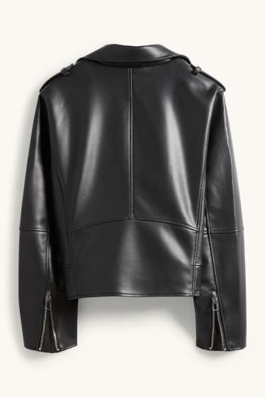 Women - Biker jacket - faux leather - black