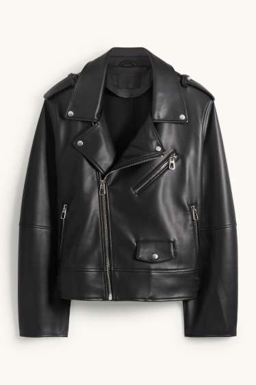 Women - Biker jacket - faux leather - black