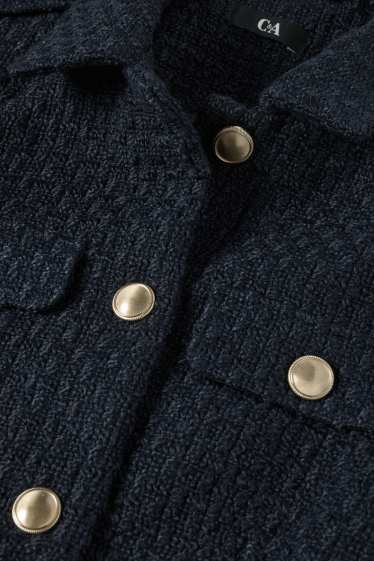 Kobiety - Żakiet bouclé - z wcięciem w talii - z fakturą - ciemnoniebieski