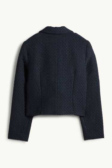 Kobiety - Żakiet bouclé - z wcięciem w talii - z fakturą - ciemnoniebieski