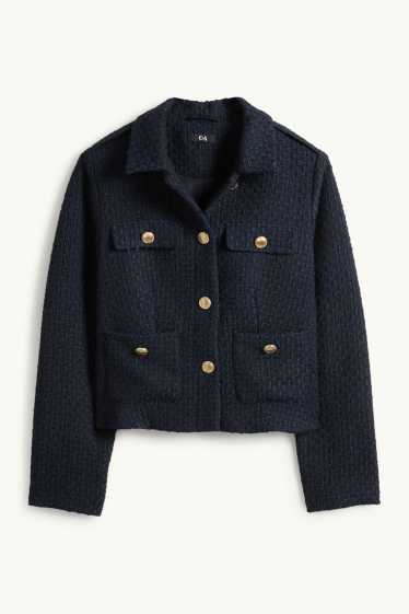 Kobiety - Żakiet bouclé - z wcięciem w talii - z fakturą - ciemnoniebieski