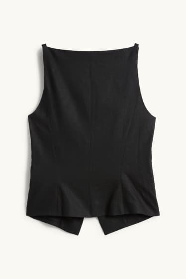Mujer - Chaleco de oficina - entallado - mezcla de lino - negro