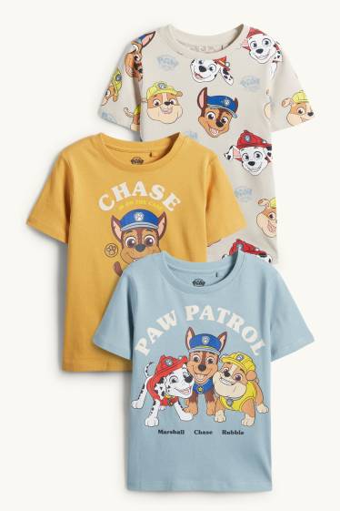 Kinder Jungen - Multipack 3er - PAW Patrol - Chase, Marshall - Kurzarmshirt - hellorange