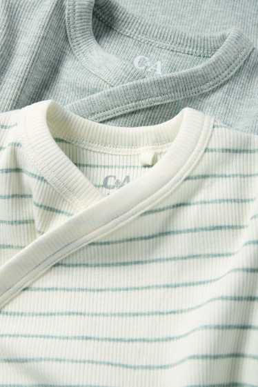Bébés garçons - Lot de 2 - body croisé pour bébé - finition côtelée - blanc / vert