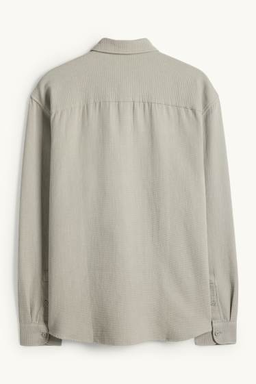 Heren - Overhemd - loose fit - Kent - met structuur - lichtgroen