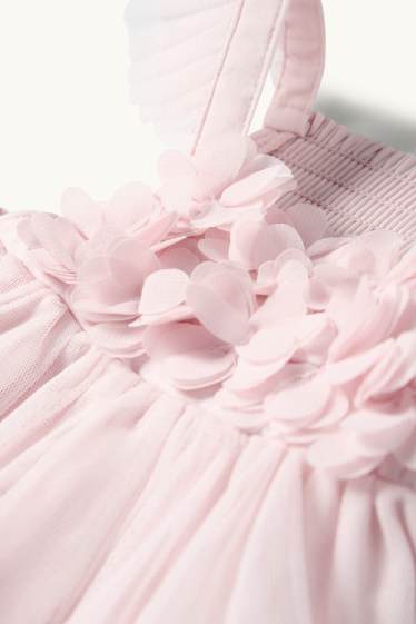 Neonate - Fiorellini - vestito neonate - per le feste - arricciature - rosa