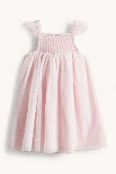 Neonate - Fiorellini - vestito neonate - per le feste - arricciature - rosa