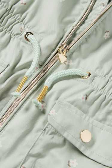 Baby Mädchen - Blümchen - Baby-Parka mit Kapuze - mintgrün