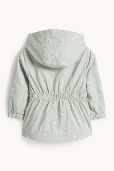 Baby Mädchen - Blümchen - Baby-Parka mit Kapuze - mintgrün