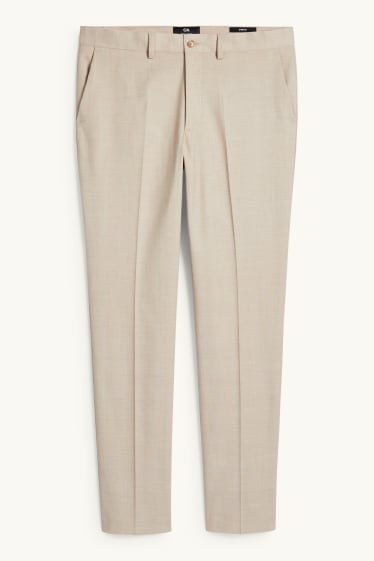 Men - Mix & match suit trousers - regular fit - stretch - check - beige