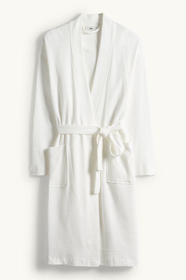 Dames - Badjas - met structuur - wit