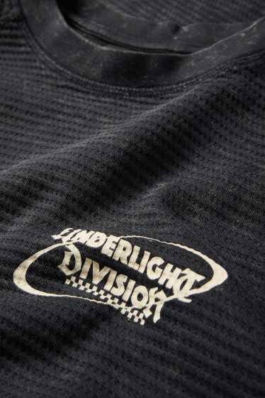 Pánské - Tričko s dlouhým rukávem - relaxed fit - strukturované - černá