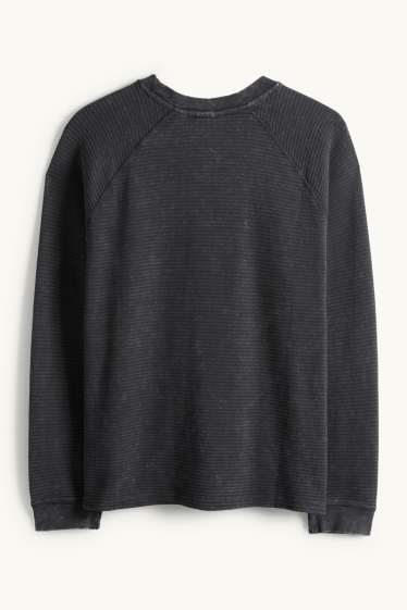 Pánské - Tričko s dlouhým rukávem - relaxed fit - strukturované - černá
