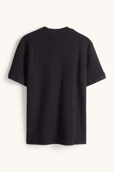 Herren - T-Shirt - Regular Fit - strukturiert - schwarz