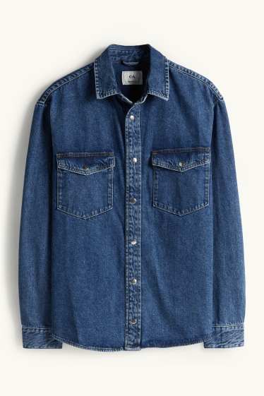 Hommes - Chemise en jean - Oversize - col kent - jean bleu