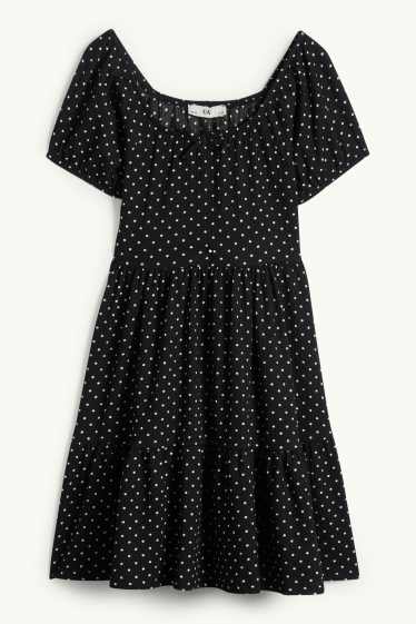 Enfants filles - Robe - à pois - vert chiné