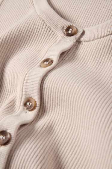 Dames - Top - ribstof - beige