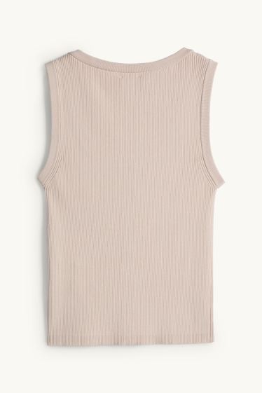 Dames - Top - ribstof - beige