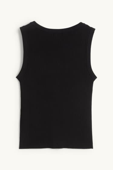 Dames - Top - ribstof - zwart
