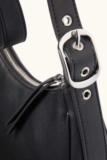 Donna - Borsa da portare a spalla - similpelle - nero