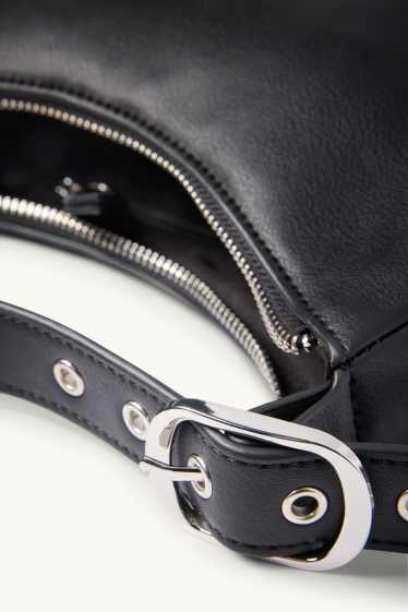 Donna - Borsa da portare a spalla - similpelle - nero