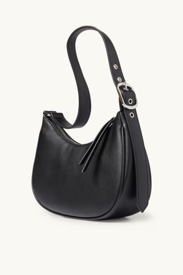 Donna - Borsa da portare a spalla - similpelle - nero