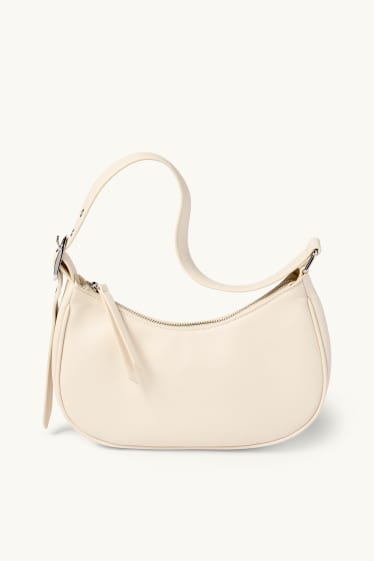 Donna - Borsa da portare a spalla - similpelle - bianco crema