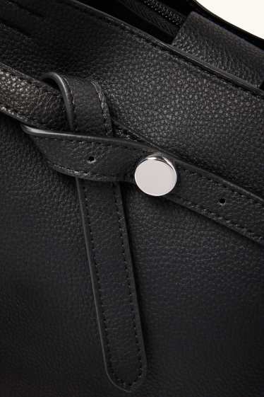 Donna - Shopper piccola con spallaccio staccabile - similpelle - nero