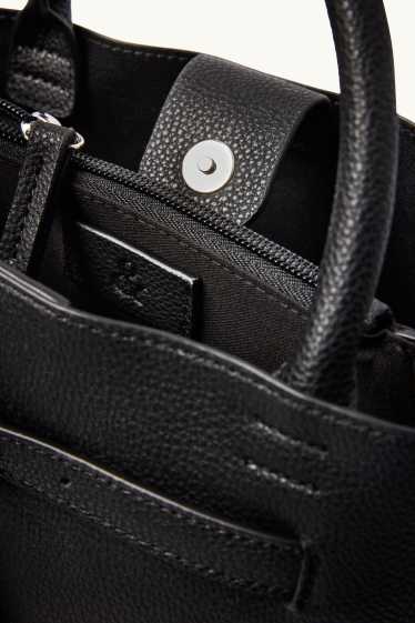 Donna - Shopper piccola con spallaccio staccabile - similpelle - nero