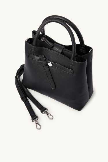 Donna - Shopper piccola con spallaccio staccabile - similpelle - nero